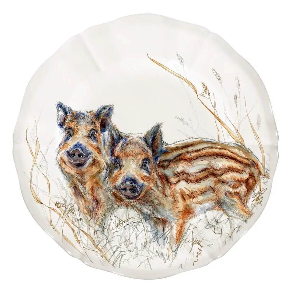 Gien B 4 Sologne Dessert Plates Wildlife Young- Set of 4  