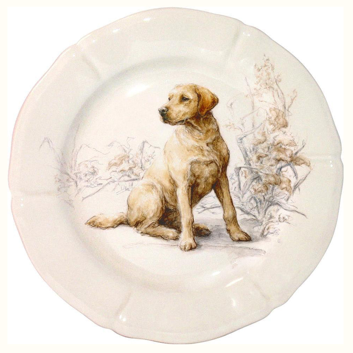Gien Sologne Labrador Dessert Plate