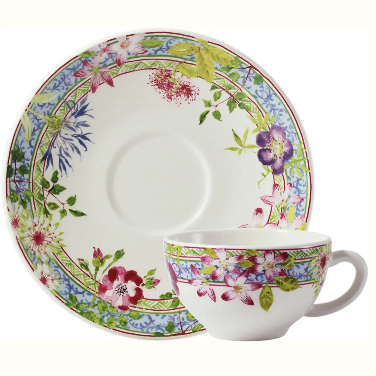 GIEN B 2 BREAKFAST CUPS/SAUCERS- MILLEFLEURS