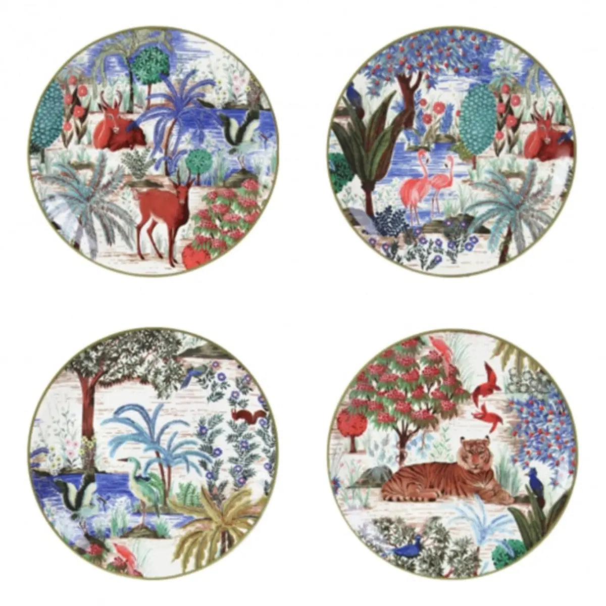 GIEN B 4 CANAPE PLATES ASSORTED- JARDIN DU PALAIS