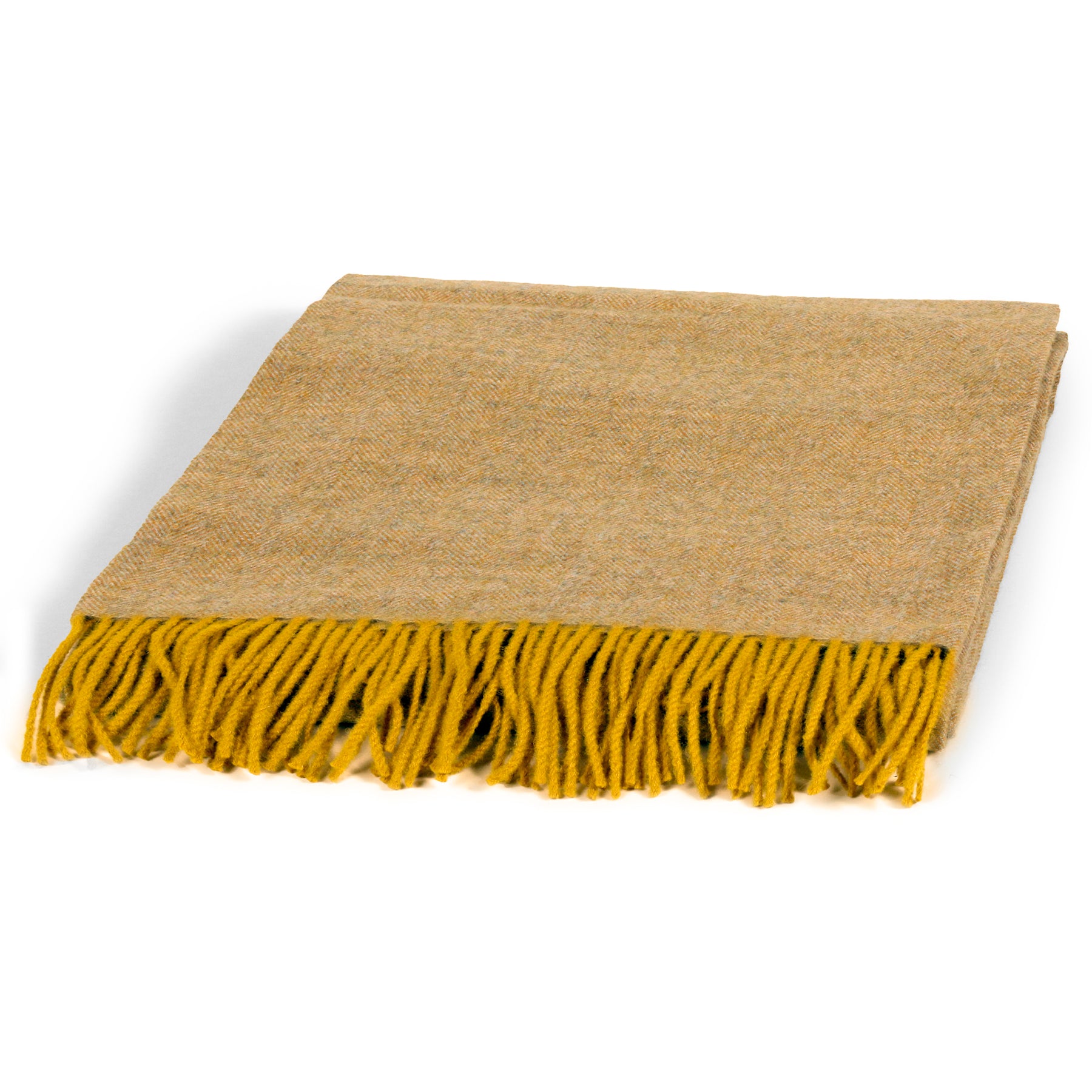 An image of Simple Things 100% Baby Alpaca Herringbone Throw - Ochre / Cream