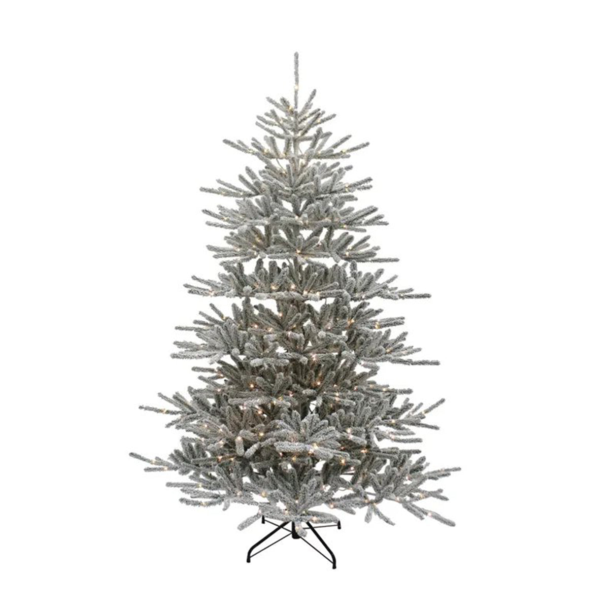 An image of Kurt Adler Pre-Lit LED Warm White Flocked Vail Pine Tree - 7ft
