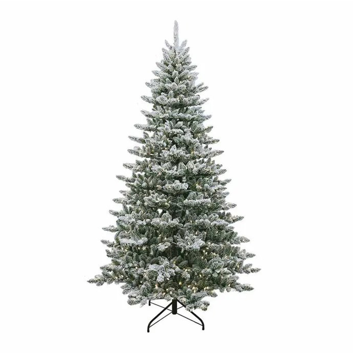 An image of Kurt Adler Pre-Lit Warm White LED Snow Pine Tree - 7.5ft