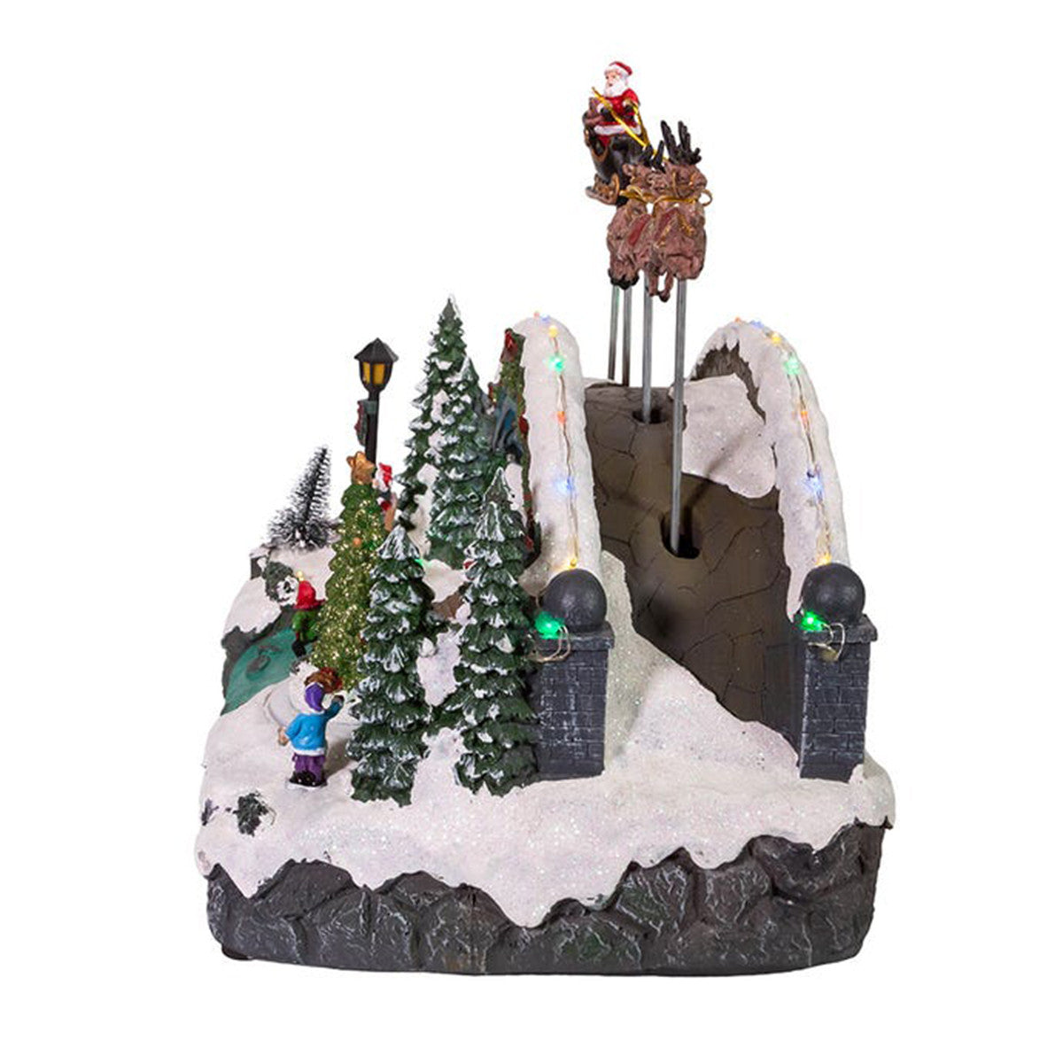 Kurt Adler Baterry-Operated LED Musical Village with Santa and Deer