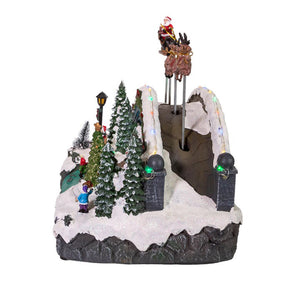 Kurt Adler Baterry-Operated LED Musical Village with Santa and Deer