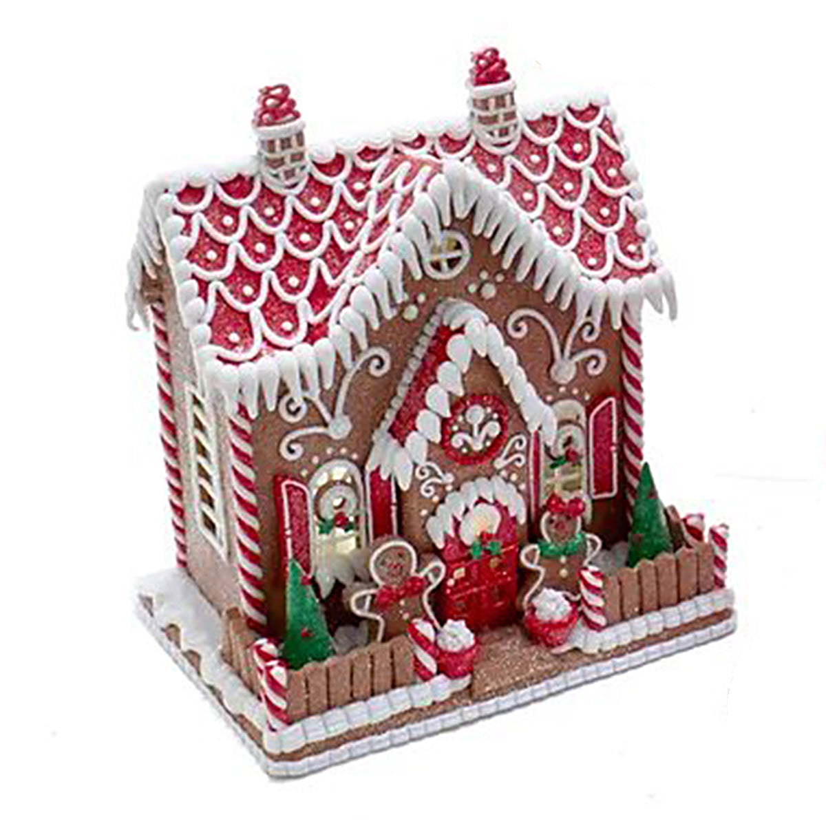 An image of Kurt Adler LED Gingerbread House with Fence