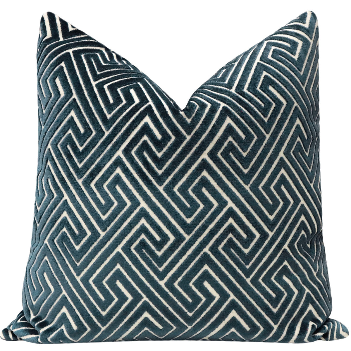 An image of Gracious Home Roman Cut Velvet Navy Blue Decorative Pillow 22x22