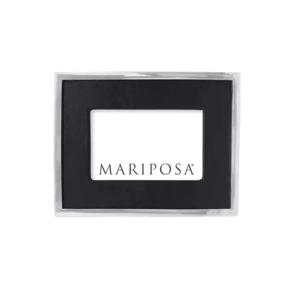 Mariposa Black Leather with Metal Border 4 by 6 Frame