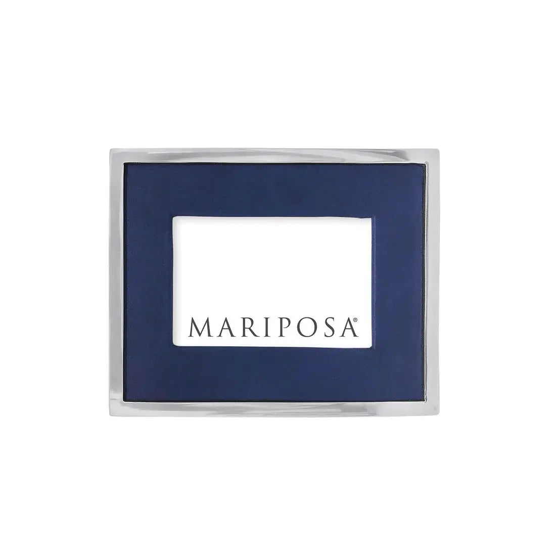 Mariposa Blue Leather with Metal Border 4 by 6 Frame