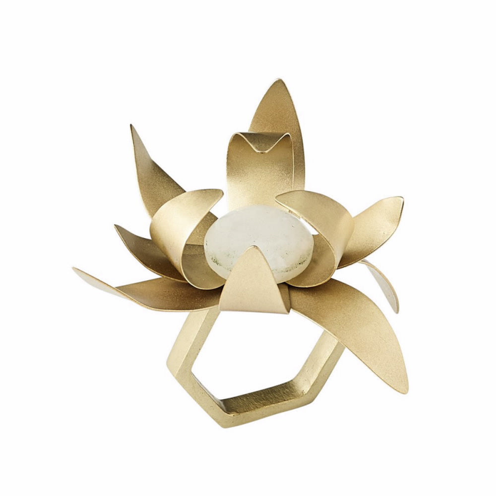 Kim Seybert Sunflower Napkin Ring Gold, Crystal Set of 4