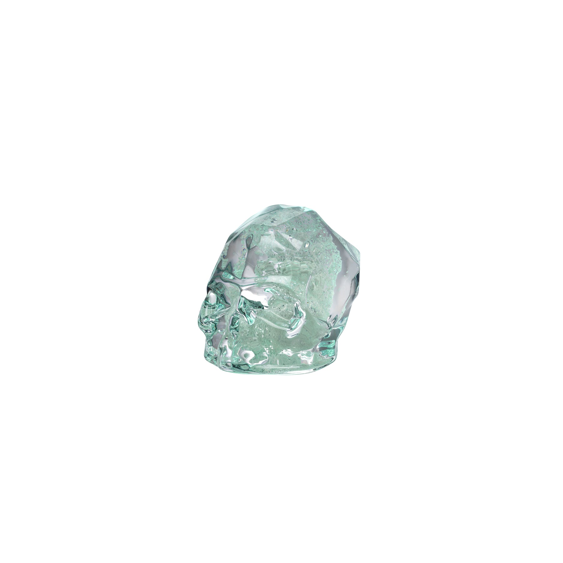 An image of Nude Momento Mori Small Luminous Green Faceted Skull