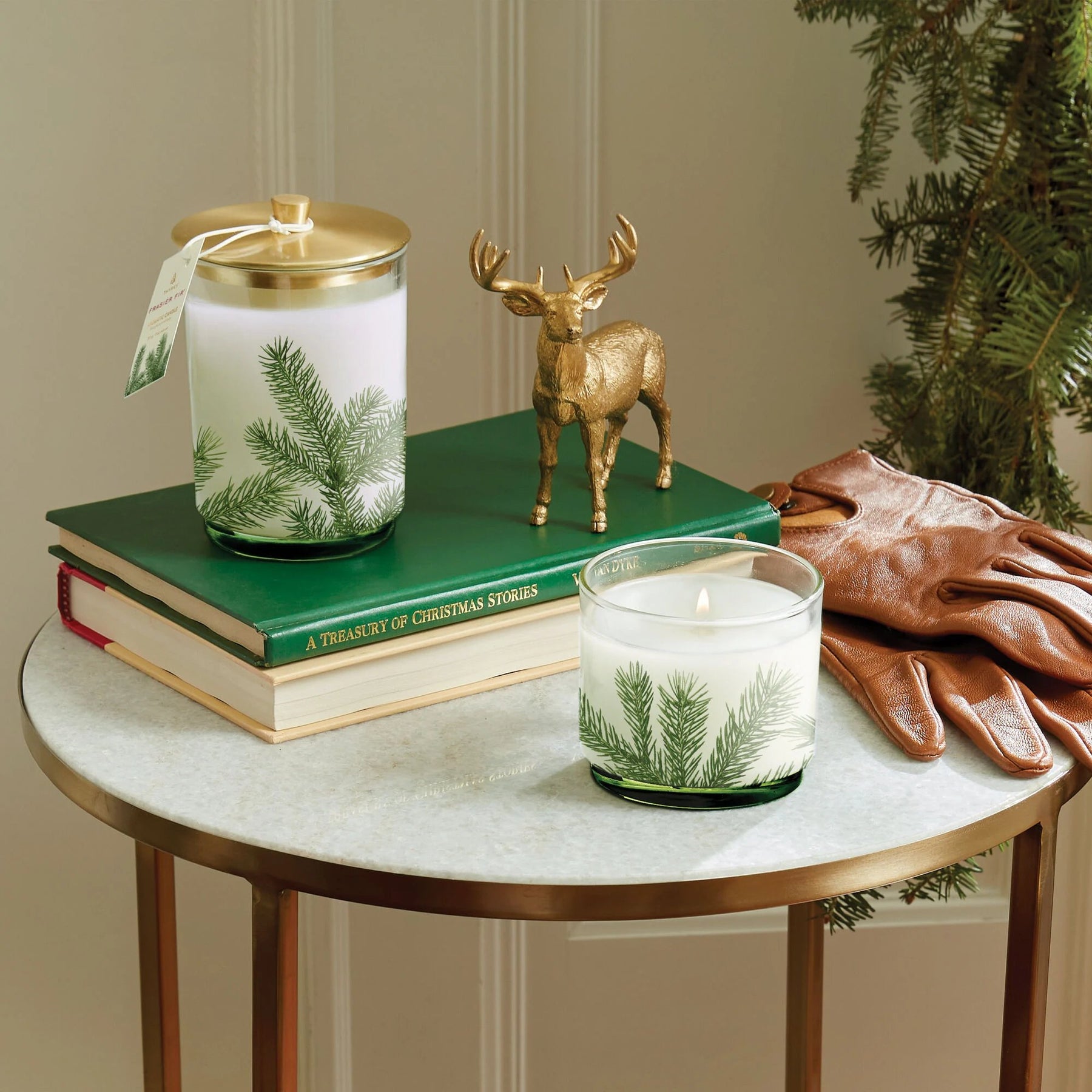 An image of Thymes Frasier Fir Small Pine Needle Luminary 7.5 oz