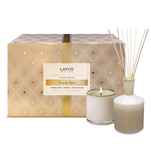 An image of LAFCO Feu de Bois Classic Candle & Diffuser Duo Set