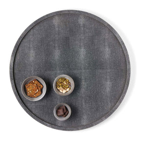 Blue Pheasant Calvin Cool Gray Lazy Susan Realistic Faux Shagreen- 24"
