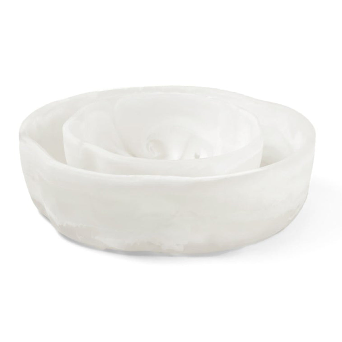 Blue Pheasant Beatrix White Swirled Resin Serving Bowls- Set of 2