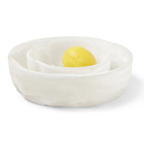 Blue Pheasant Beatrix White Swirled Resin Serving Bowls- Set of 2