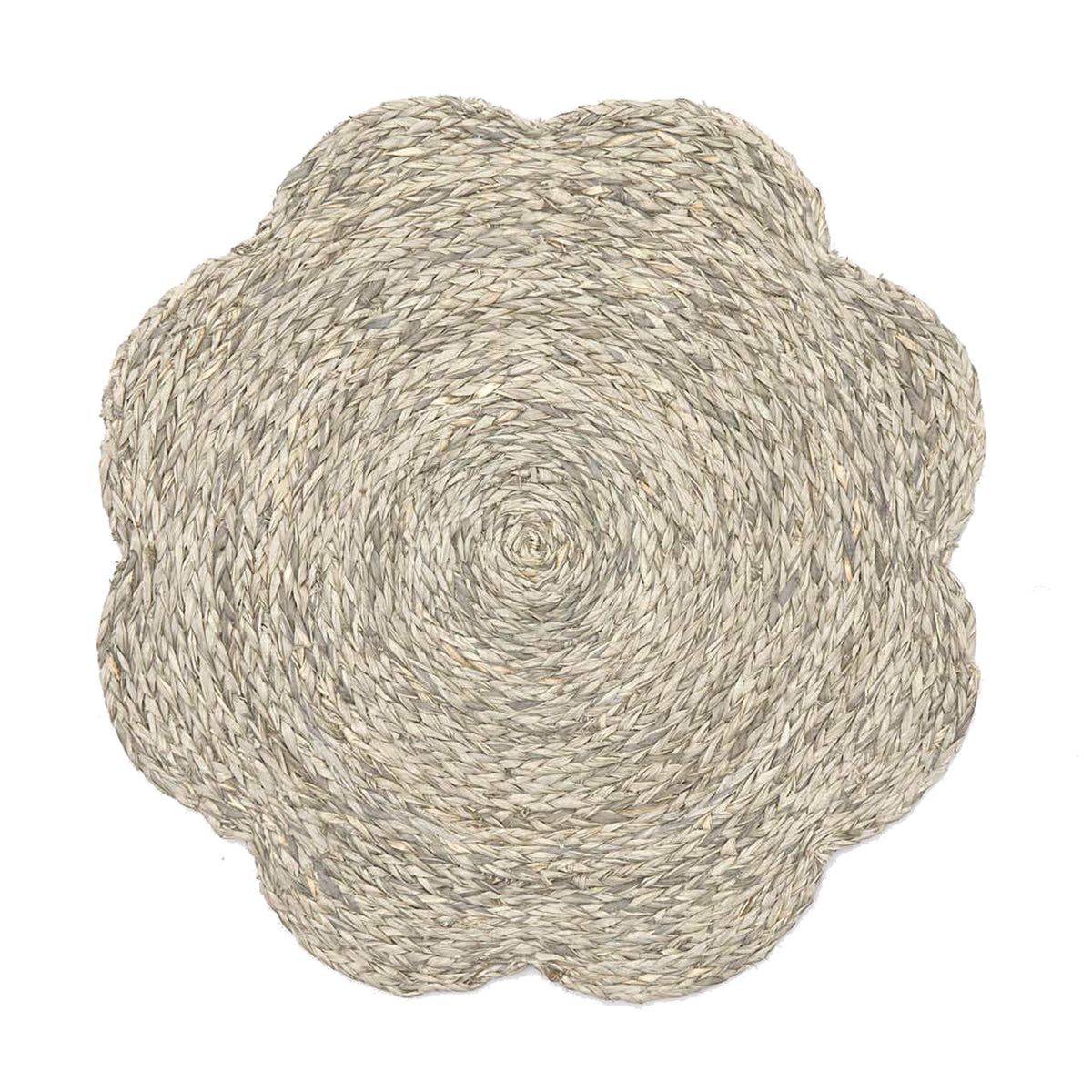An image of Blue Pheasant Vera Mixed Gray Flower Placemat Raffia- Set of 4