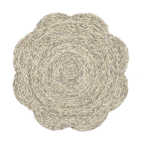 Blue Pheasant Vera Mixed Gray Flower Placemat Raffia- Set of 4