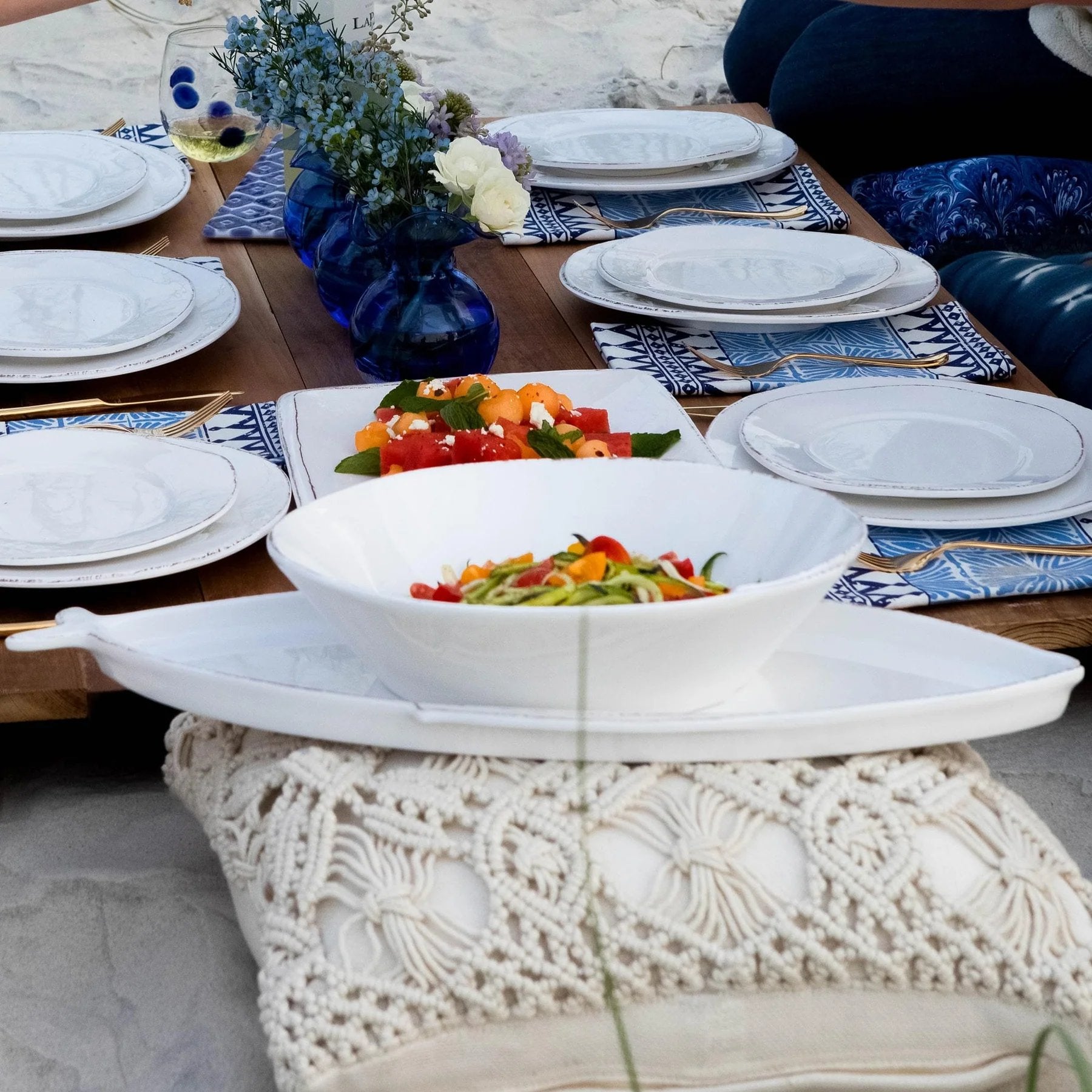 An image of Vietri Melamine Lastra White Shallow Bowl