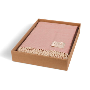 Cobi cashmere Lexy throw 75% wool/ 25% Cashmere herringbone design #8 blush