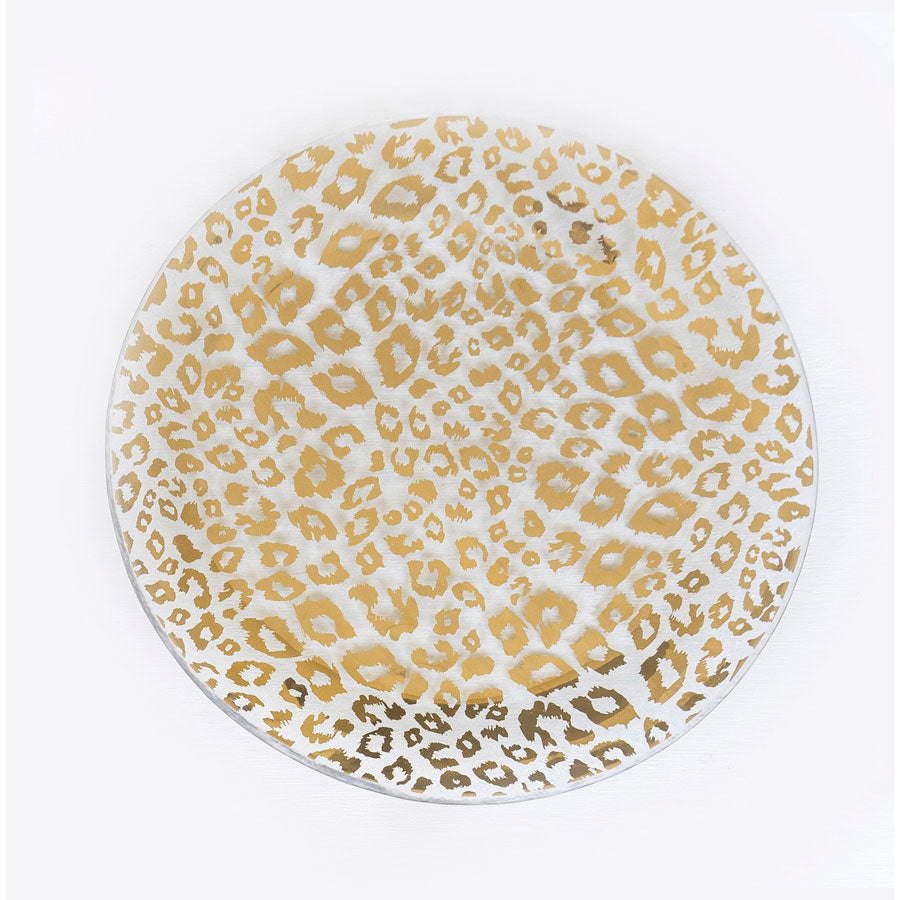 An image of Annieglass Cheetah Round Plate