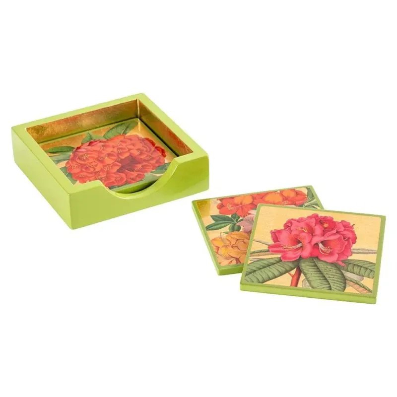 Caspari Jefferson's Garden Study Square Lacquer Coasters