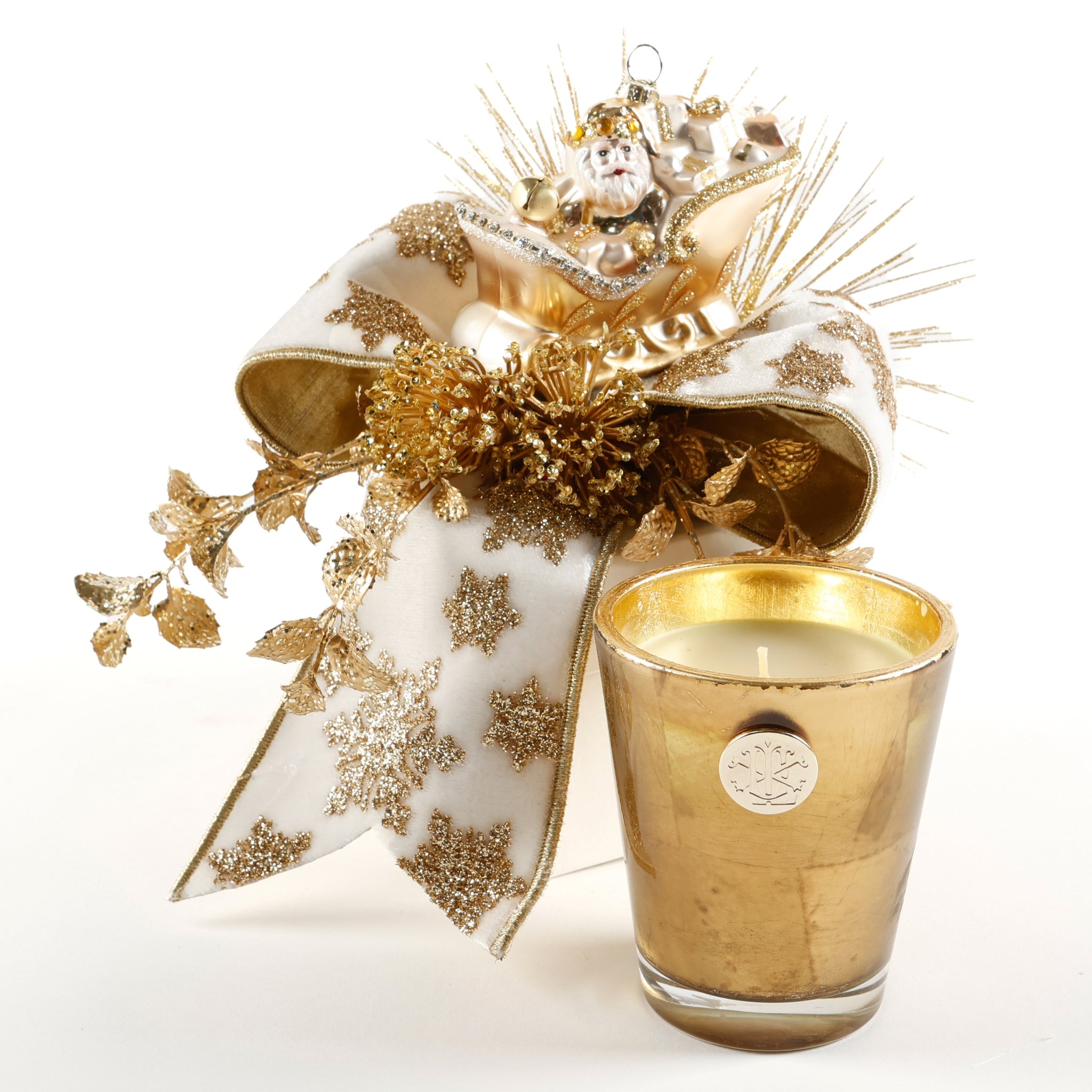 Lux Fragrances White Flower White Christmas Gift Box Candle 14 oz