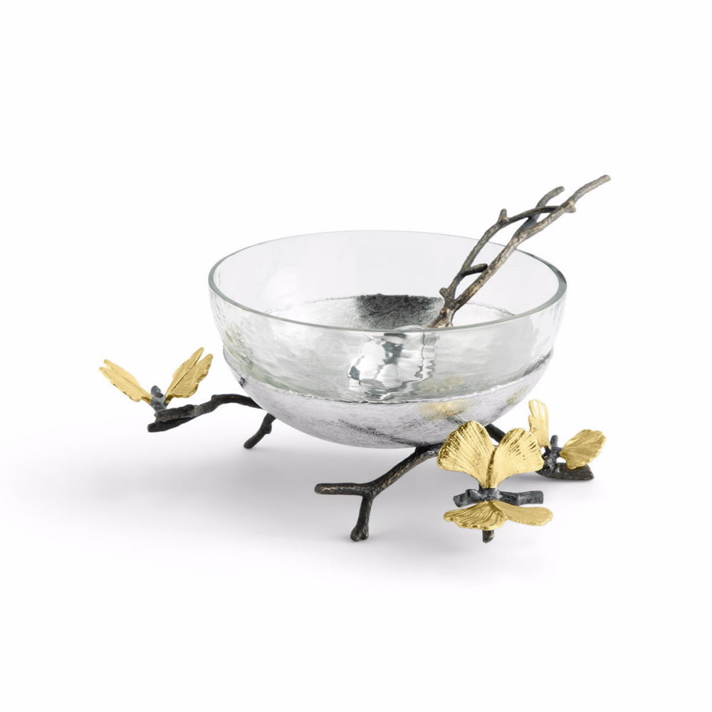 An image of Michael Aram Butterfly Ginkgo Glass Nut Dish