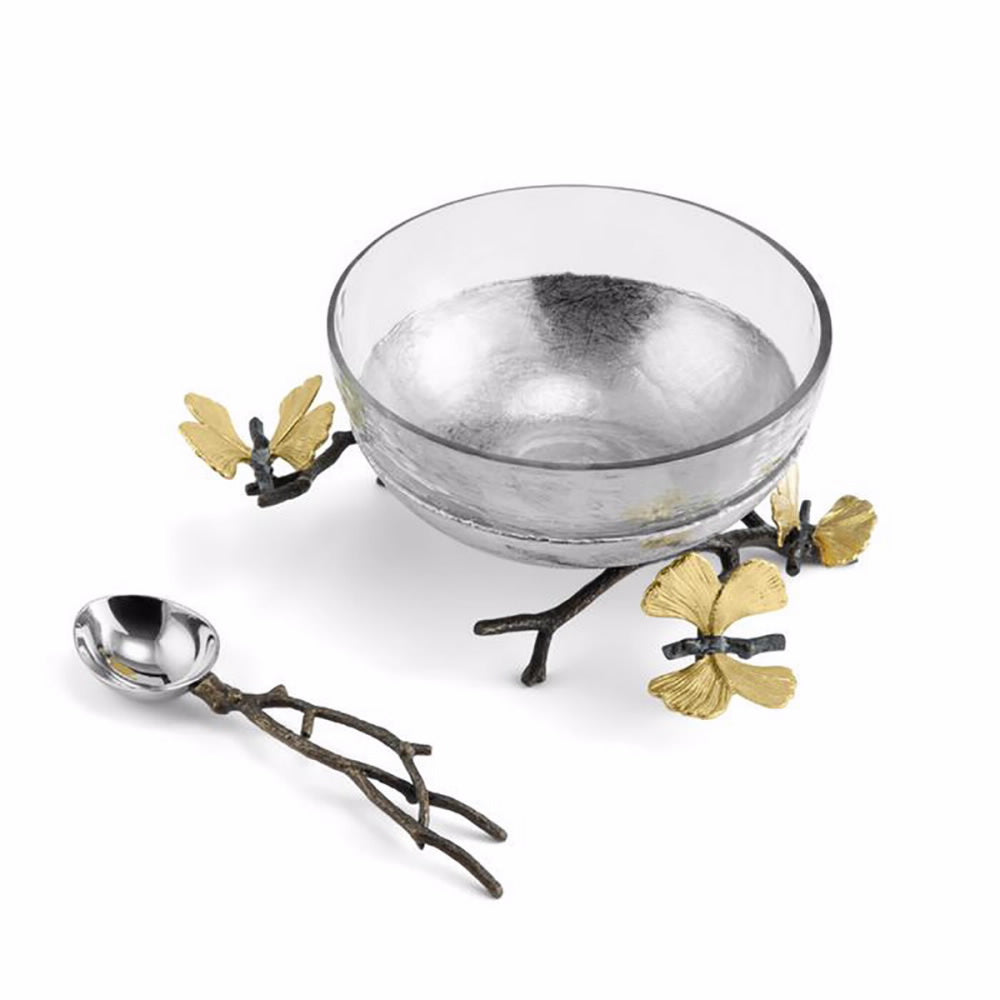 An image of Michael Aram Butterfly Ginkgo Glass Nut Dish