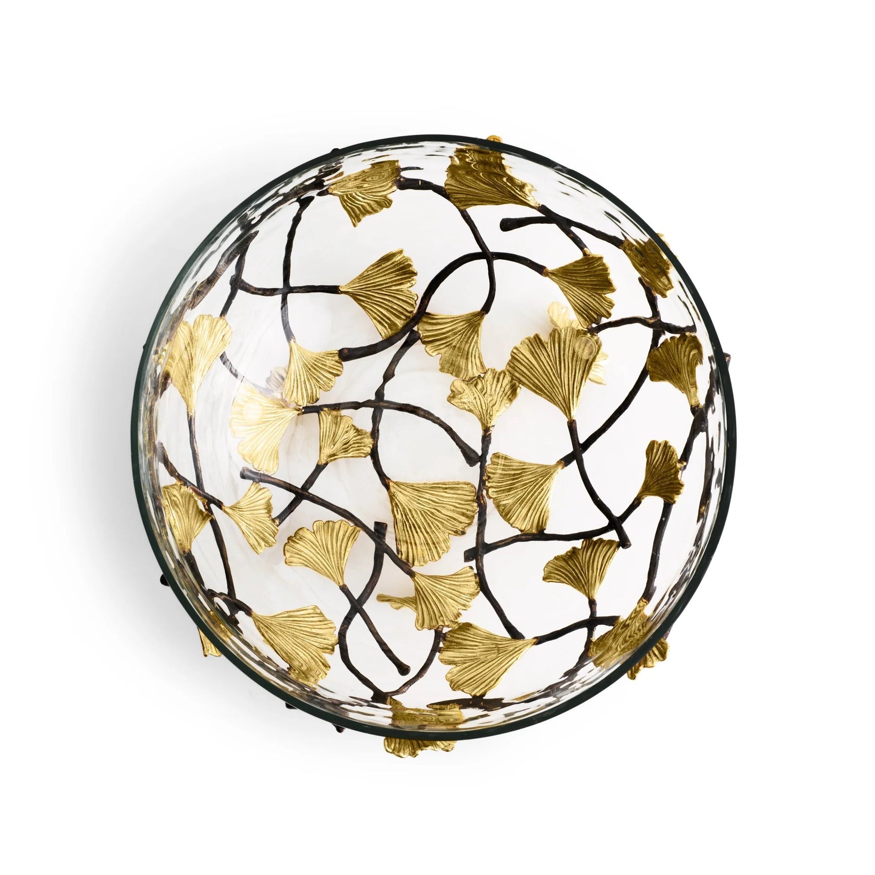 An image of Michael Aram Golden Ginkgo Medium Glass Bowl