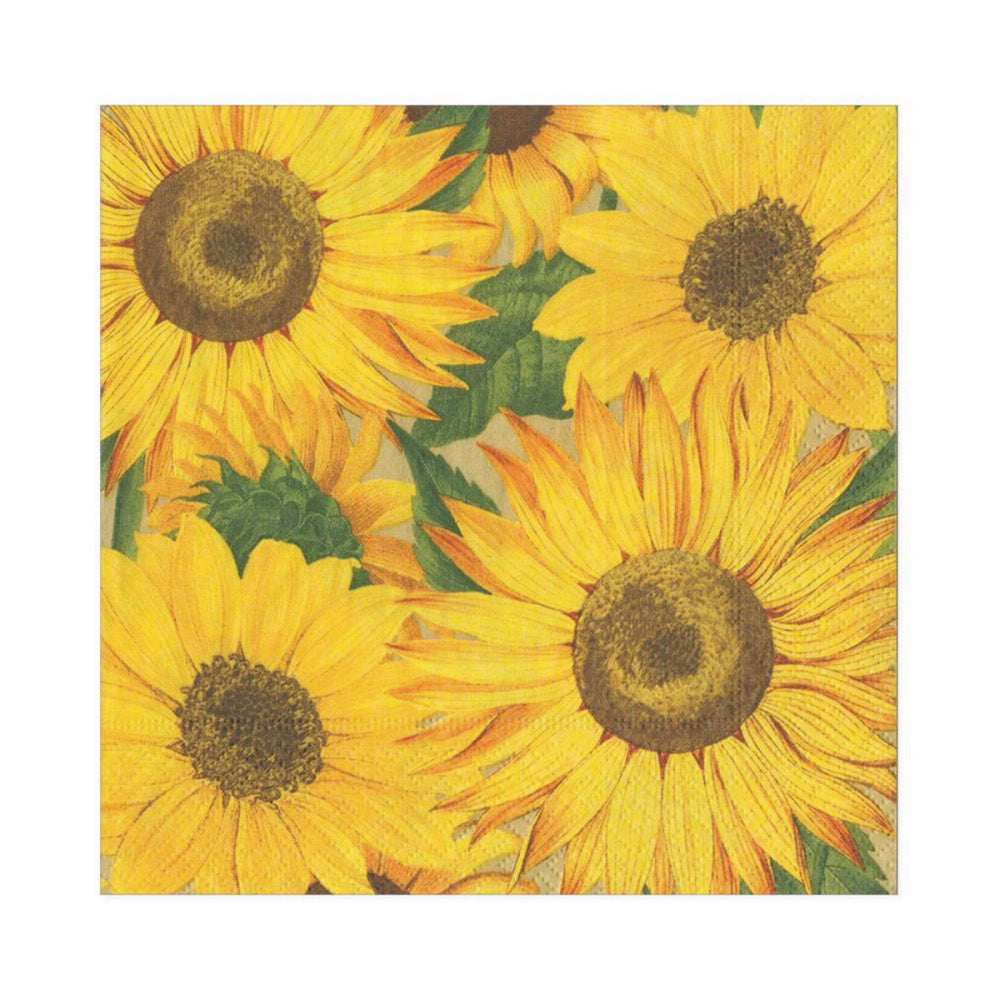 An image of Caspari Sunflowers Cocktail Napkins