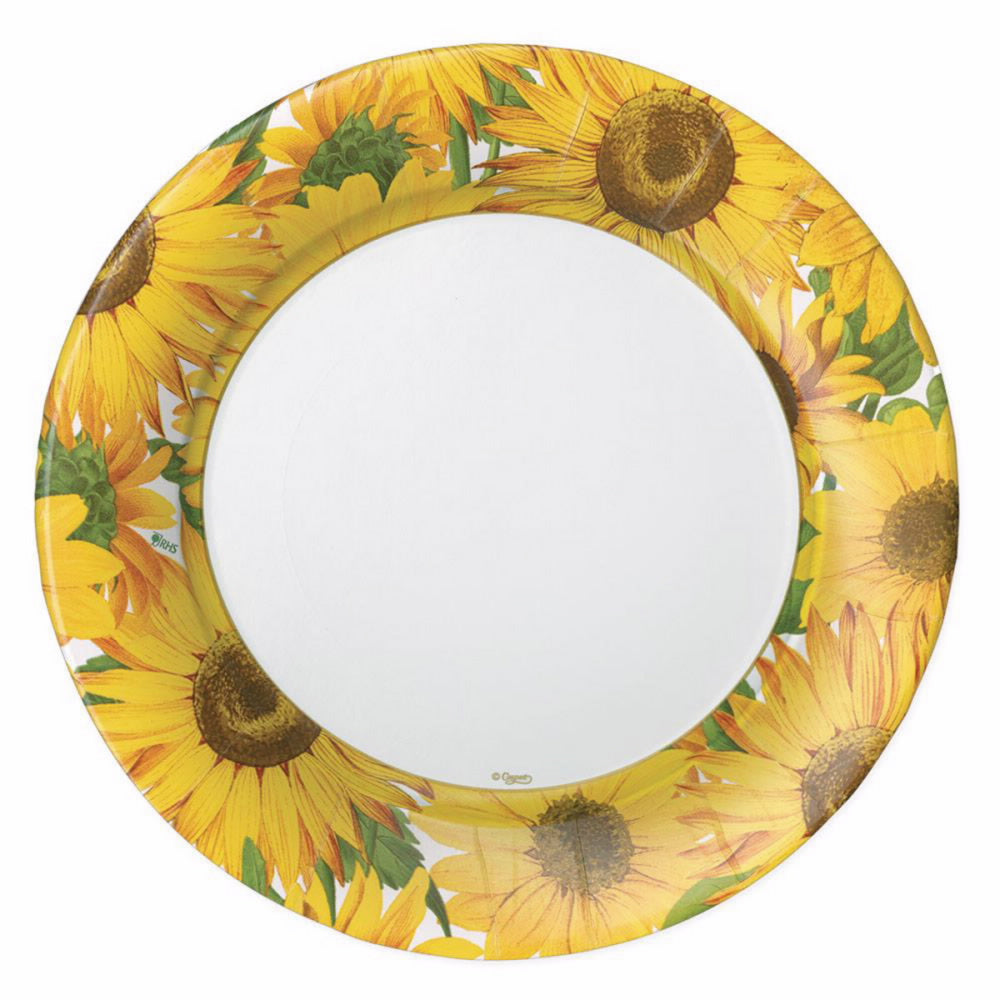An image of Caspari Sunflowers Round Dinner Plates