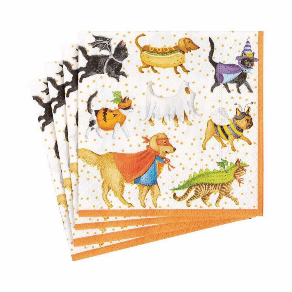 An image of Caspari Pets in Costume Cocktail Napkins