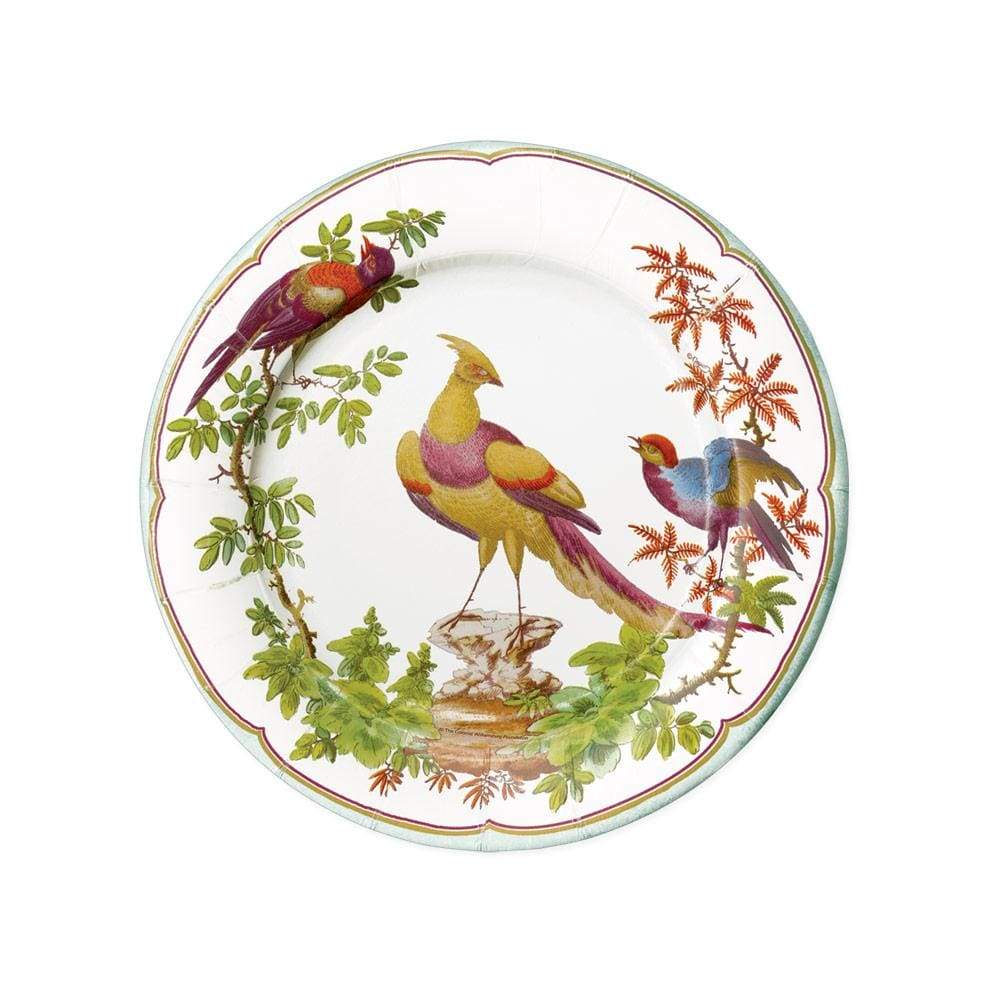 Caspari Chelsea Birds Celadon Round Salad & Desert Plates