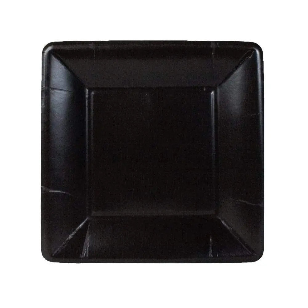 Caspari Grosgrain Border Square Salad Plate in Black