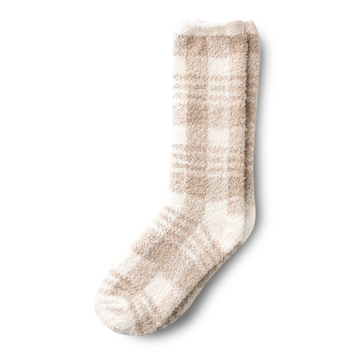 Barefoot Dreams CozyChic Women fts Plaid Sock Cream, Tan