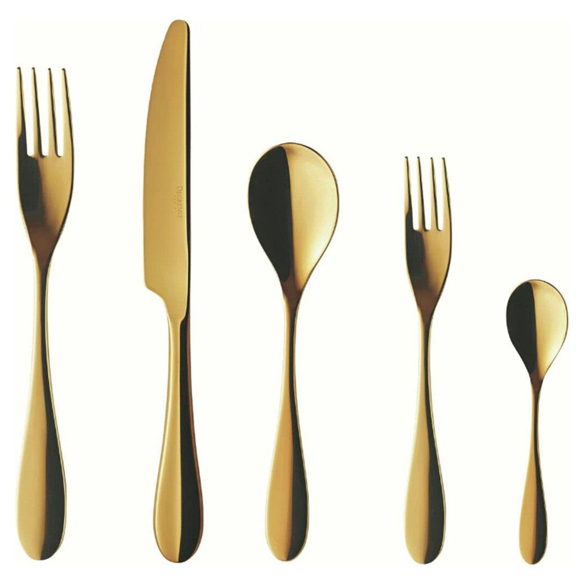 An image of Degrenne Onde 5 pc Flatware Set- Gold