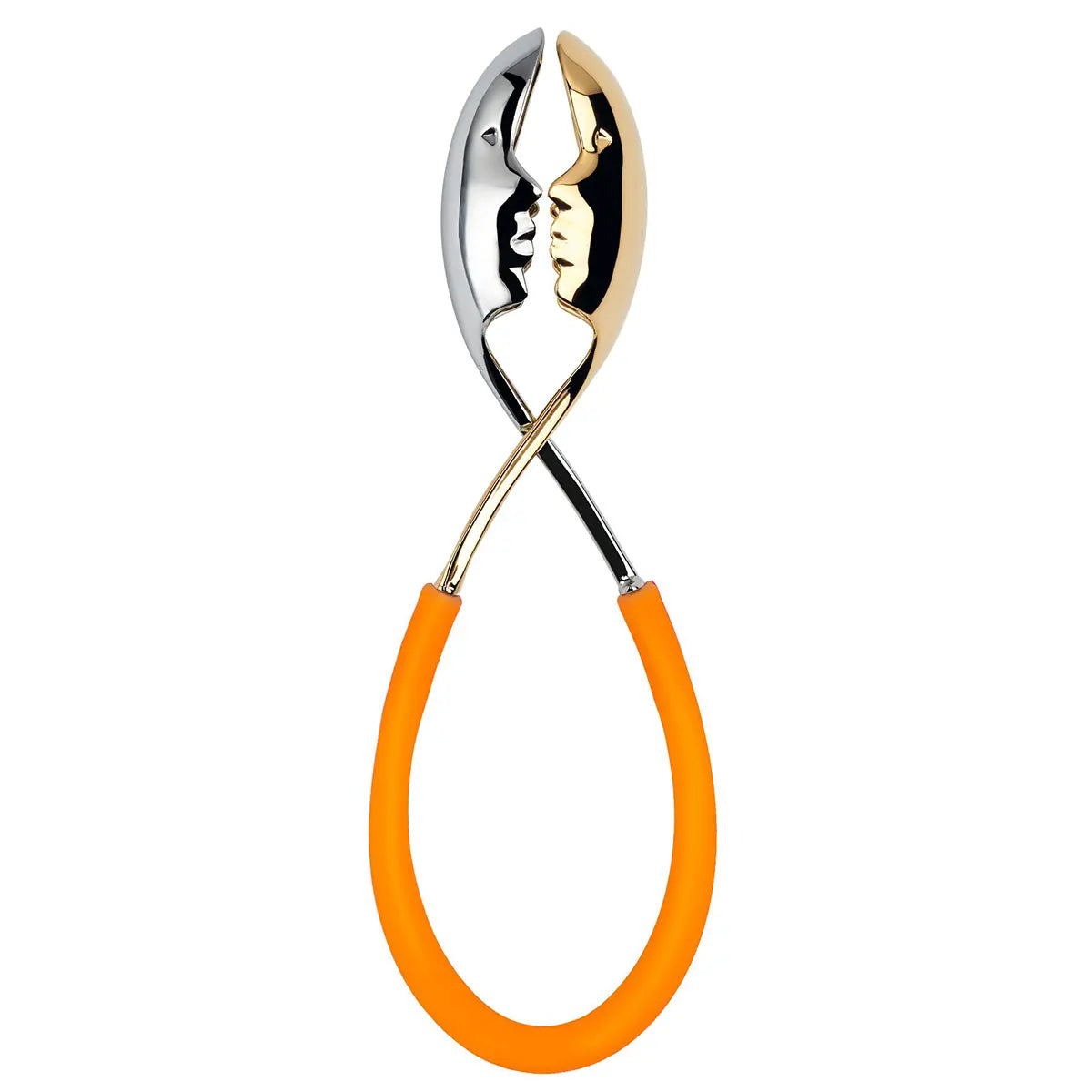 Casa Bugatti Kiss Colored Polypropylene with Gold Salad Tongs in Orange