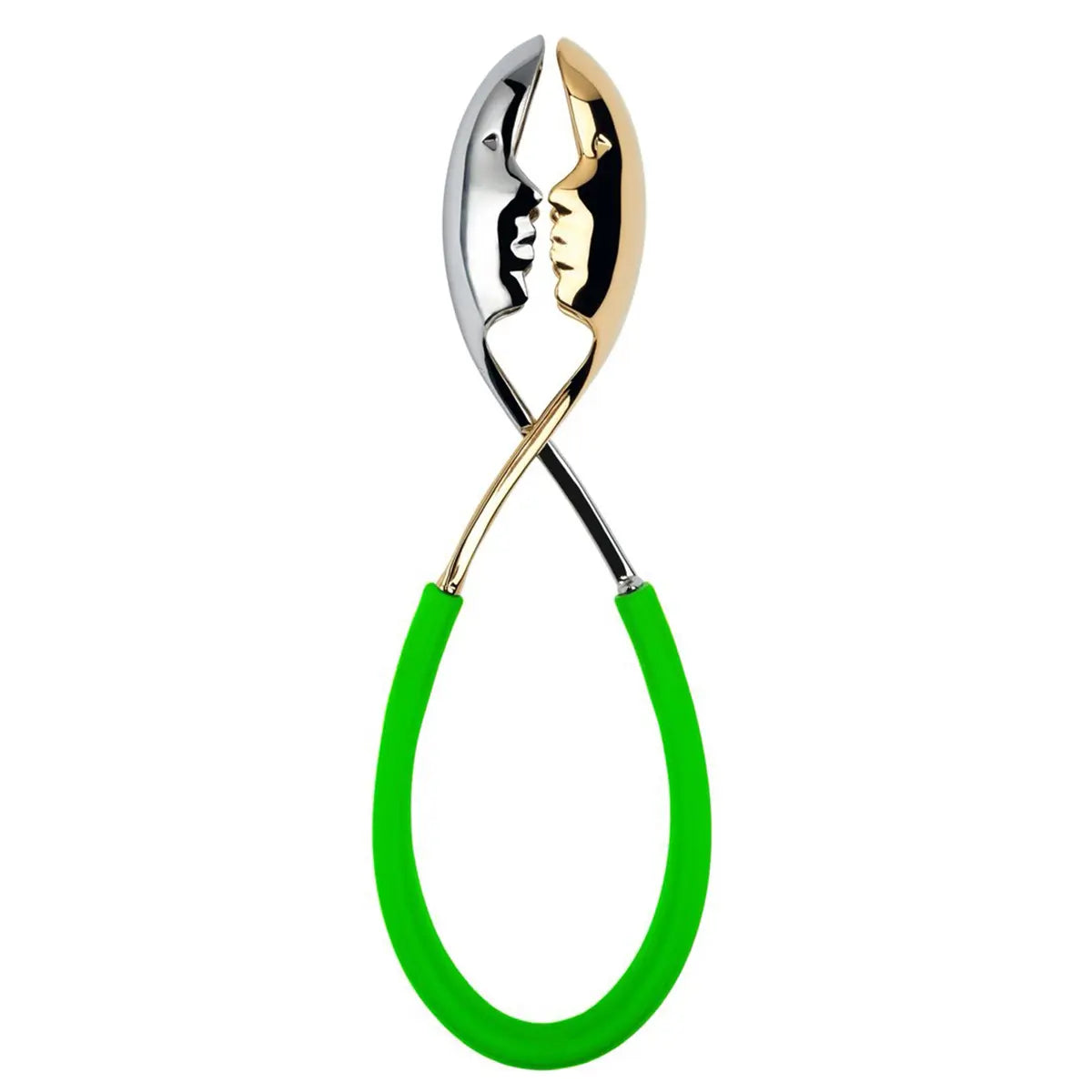 Casa Bugatti Kiss Colored Polypropylene with Gold Salad Tongs in Apple Green