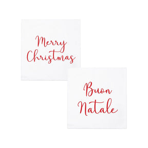 Vietri Merry Christmas Buon Natale Cocktail Napkins