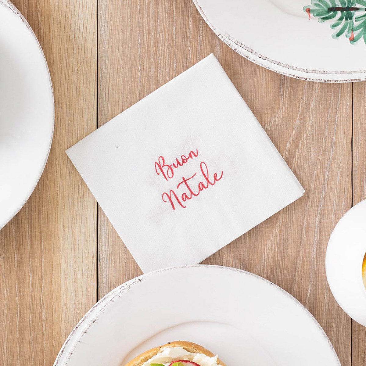 Vietri Merry Christmas Buon Natale Cocktail Napkins