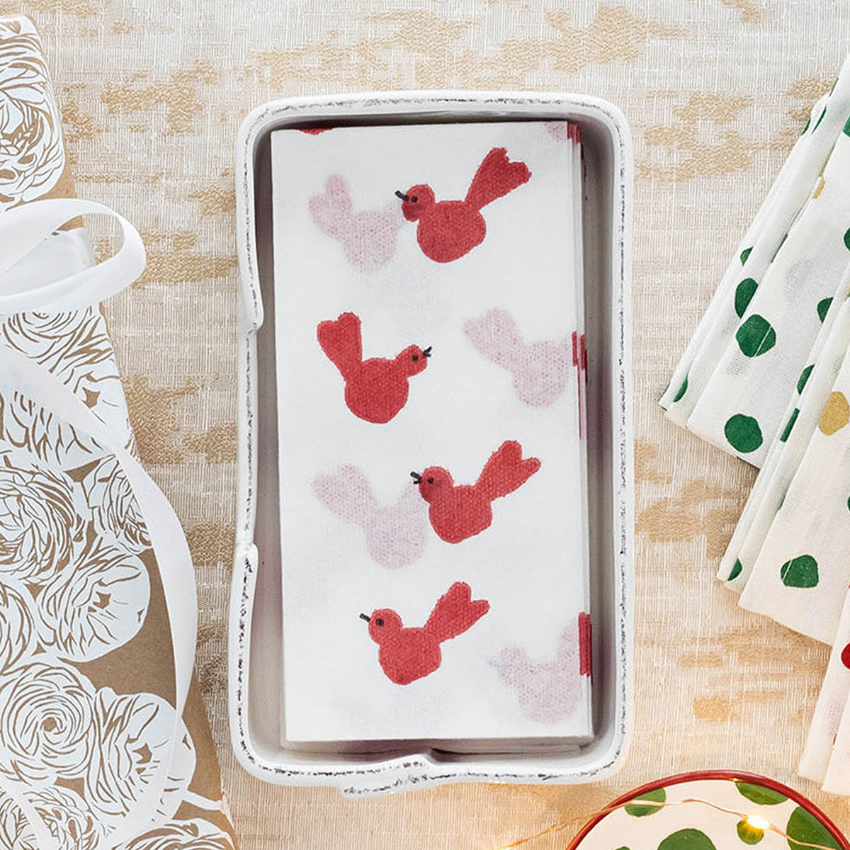 Vietri  Red Bird Guest Towels