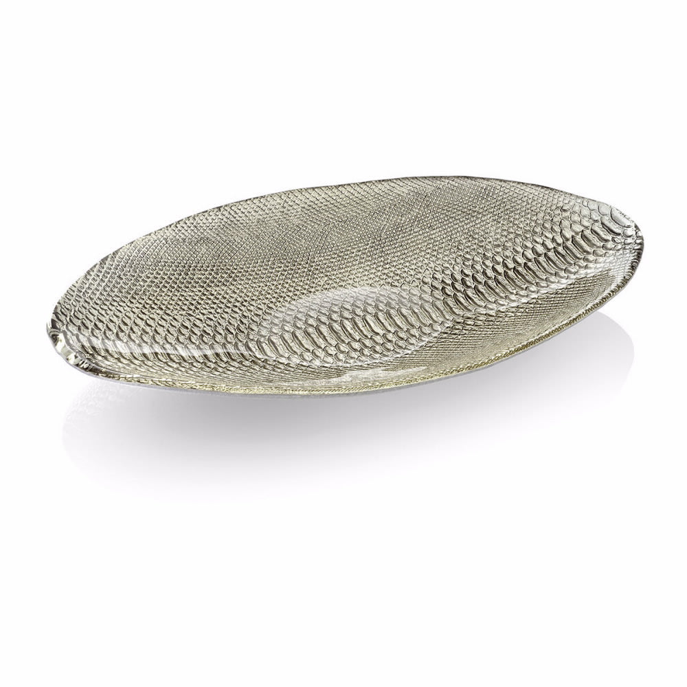 An image of IVV Divina Oval Centerpiece Decoration - Beige/Chrome