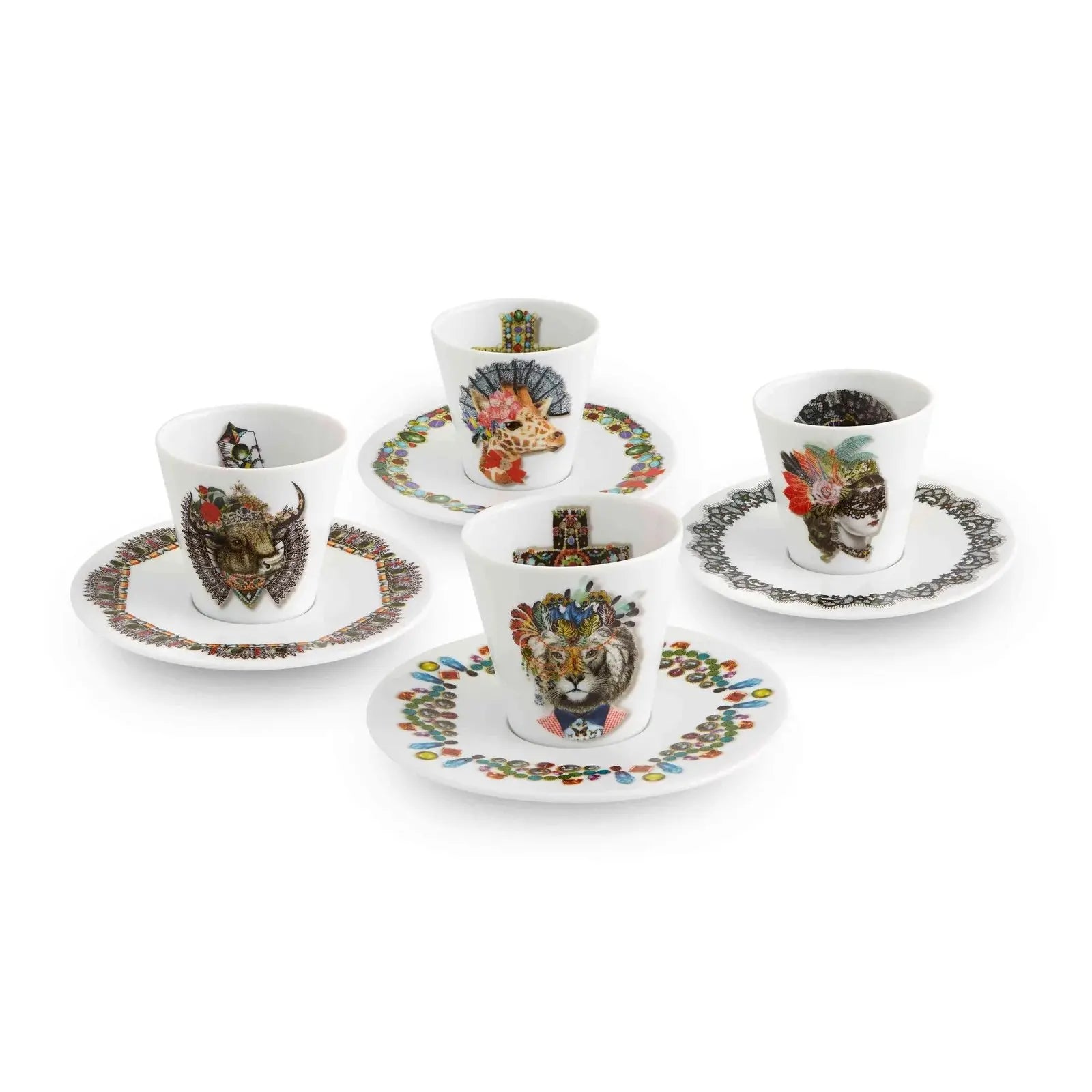 Vista Alegre Christian Lacroix Love Who You Want Espresso Cup and Saucer Set of 4