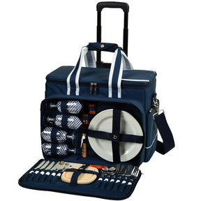 Picnic at Ascot Deluxe Picnic Cooler for Four on Wheels