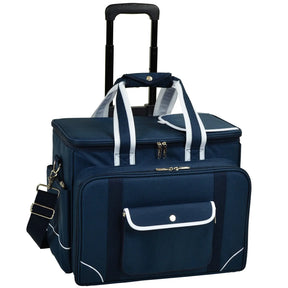 Picnic at Ascot Deluxe Picnic Cooler for Four on Wheels in Navy