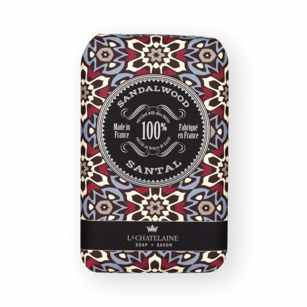 An image of La Chatelaine Mosaic Soap Supply Trio Gift Tin: Deep Blue Sea, Sandalwood, Citrus Zest