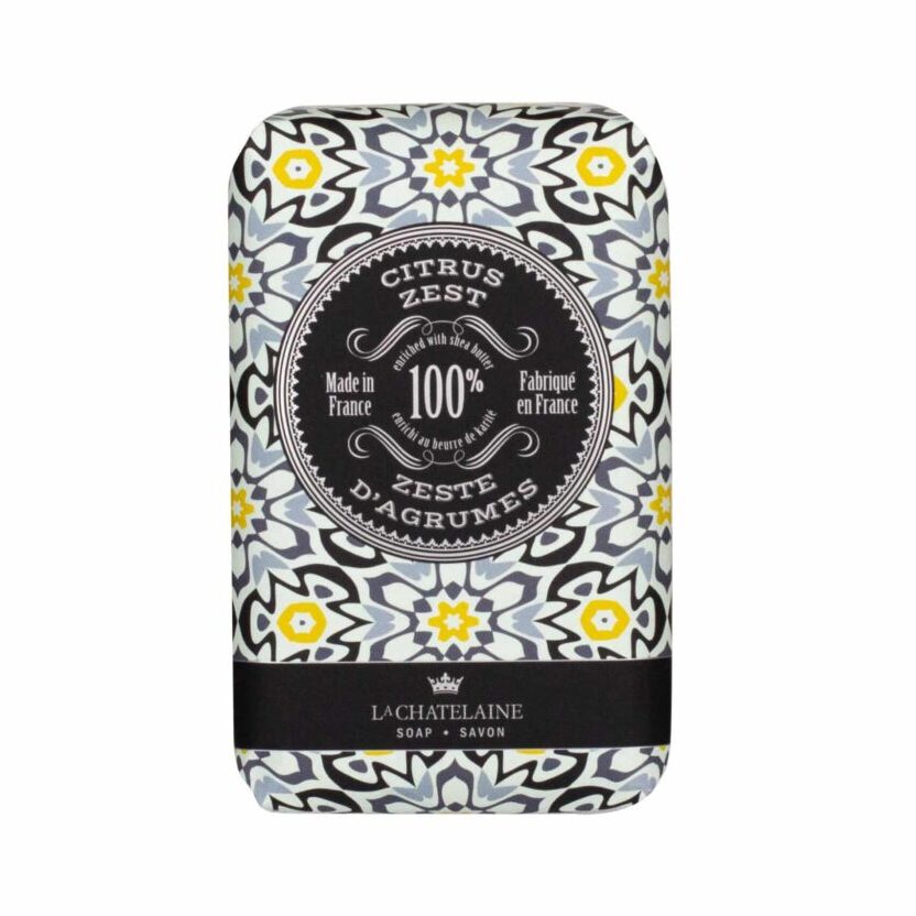 An image of La Chatelaine Mosaic Soap Supply Trio Gift Tin: Deep Blue Sea, Sandalwood, Citrus Zest