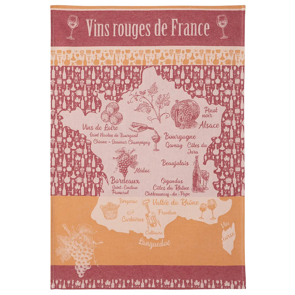 Coucke Vins rouges de France Tea Towel