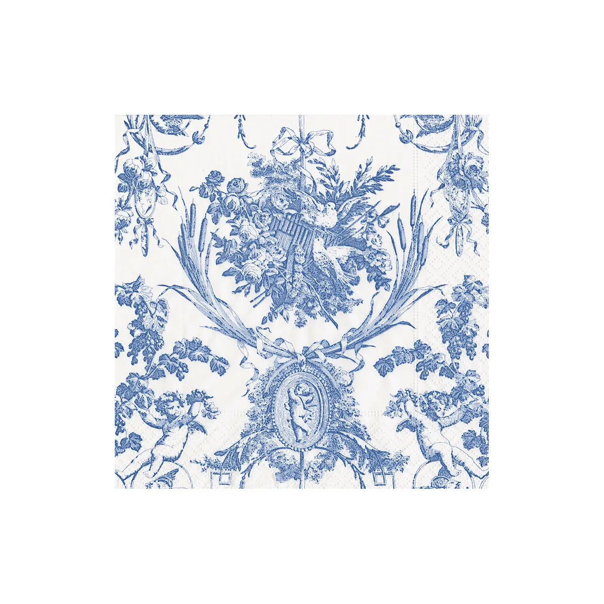 Caspari Romantic Toile Cocktail Napkins in Blue